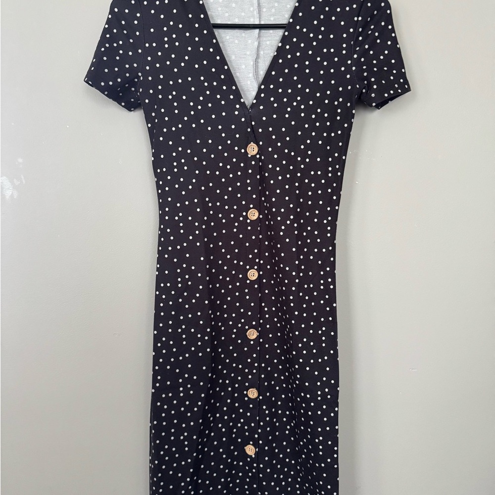 Zara Blue Midi Sheath Dress with Notched Collar